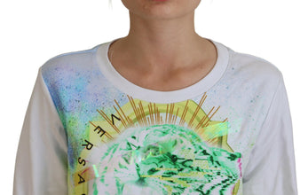 White Graphic Print Long Sleeves Sweater Versace Jeans