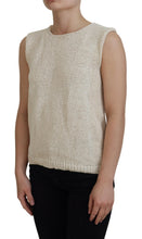 Beige Cotton Blend Sleeveless Round Neck Tank Top PINK MEMORIES