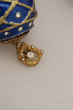 Gold Brass Blue Dangle Ball Crystal Clip On Earrings Dolce & Gabbana