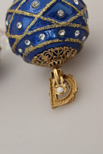 Gold Brass Blue Dangle Ball Crystal Clip On Earrings Dolce & Gabbana