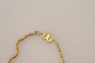 Gold Brass Chain SUPER PIG Pendant Logo Necklace Dolce & Gabbana