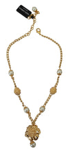 Gold Tone Floral Crystals Pink Embellished Necklace Dolce & Gabbana