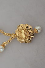 Gold Tone Floral Crystals Pink Embellished Necklace Dolce & Gabbana