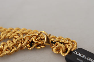 Gold Brass Crystal Logo Fruit Floral Statement Necklace Dolce & Gabbana