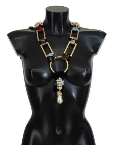 Gold Brass Sicily Crystal Robe Statement Necklace Dolce & Gabbana