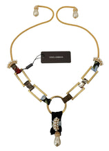 Gold Brass Sicily Crystal Robe Statement Necklace Dolce & Gabbana