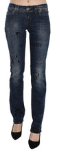 Blue Newspaper Print Low Waist Skinny Denim Pants John Galliano