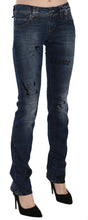 Blue Newspaper Print Low Waist Skinny Denim Pants John Galliano