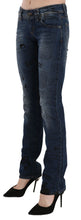 Blue Newspaper Print Low Waist Skinny Denim Pants John Galliano