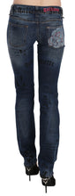 Blue Newspaper Print Low Waist Skinny Denim Pants John Galliano