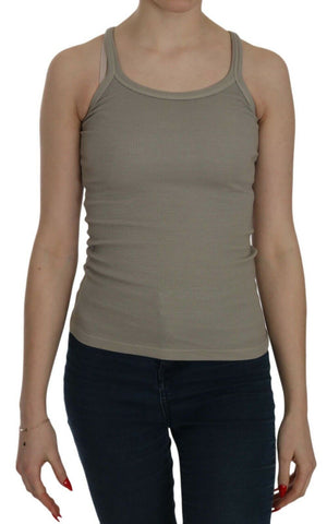 Beige Sleeveless Spaghetti Strap Tank Blouse PINK MEMORIES