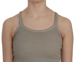 Beige Sleeveless Spaghetti Strap Tank Blouse PINK MEMORIES