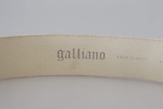 Pink Leather Letter Logo Round Buckle Waist Belt John Galliano