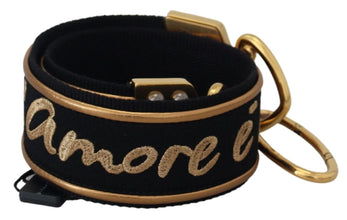 Black Gold Logo Print Brass Bag Shoulder Strap Dolce & Gabbana