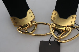 Black Gold Logo Print Brass Bag Shoulder Strap Dolce & Gabbana
