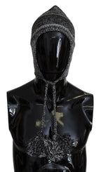 Gray Warm Fleece Ear Flaps Knit Beanie Hat Dolce & Gabbana