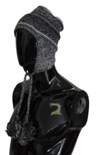 Gray Warm Fleece Ear Flaps Knit Beanie Hat Dolce & Gabbana