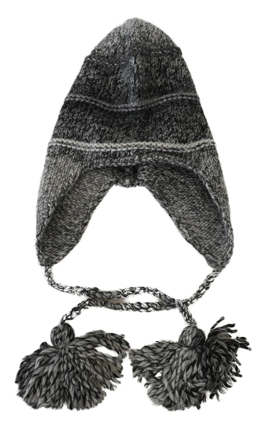 Gray Warm Fleece Ear Flaps Knit Beanie Hat Dolce & Gabbana
