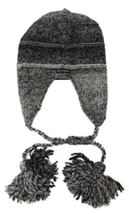 Gray Warm Fleece Ear Flaps Knit Beanie Hat Dolce & Gabbana