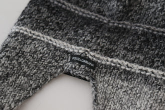 Gray Warm Fleece Ear Flaps Knit Beanie Hat Dolce & Gabbana