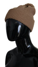 Brown Solid Knitted Fur Ball Winter Beanie Hat Dolce & Gabbana