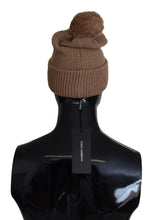 Brown Solid Knitted Fur Ball Winter Beanie Hat Dolce & Gabbana