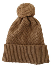 Brown Solid Knitted Fur Ball Winter Beanie Hat Dolce & Gabbana