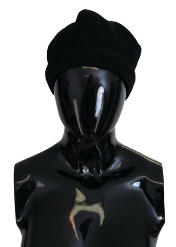 Black Virgin Wool Women Winter Beanie Cap Hat Dolce & Gabbana