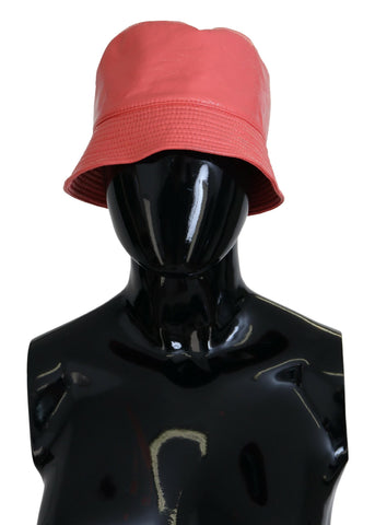 Peach Quilted Faux Leather Women Bucket Cap Hat Dolce & Gabbana