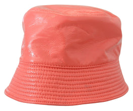 Peach Quilted Faux Leather Women Bucket Cap Hat Dolce & Gabbana