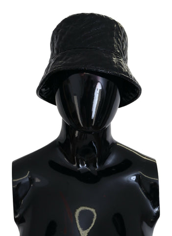 Black Quilted Faux Leather Women Bucket Cap Hat Dolce & Gabbana