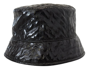 Black Quilted Faux Leather Women Bucket Cap Hat Dolce & Gabbana