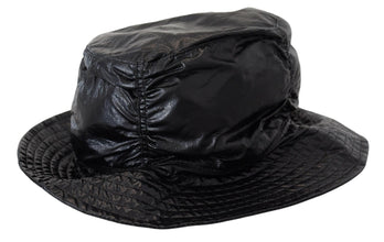 Black Quilted Faux Leather Women Bucket Cap Hat Dolce & Gabbana