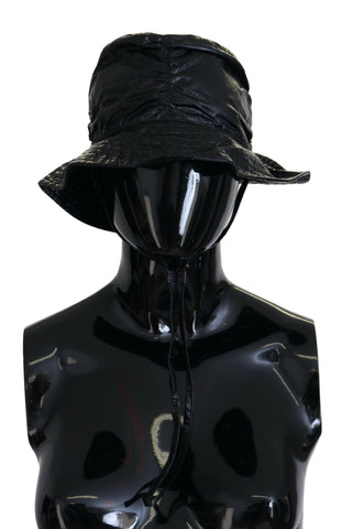 Black Quilted Faux Leather Women Bucket Cap Hat Dolce & Gabbana