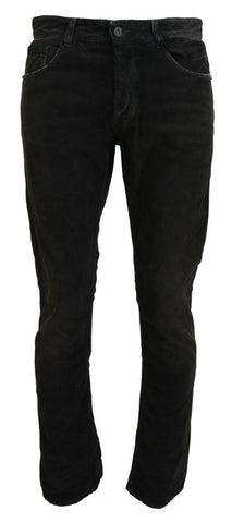 Gray Cotton Corduroy Men Casual Jeans Costume National