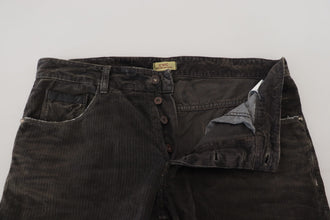 Gray Cotton Corduroy Men Casual Jeans Costume National