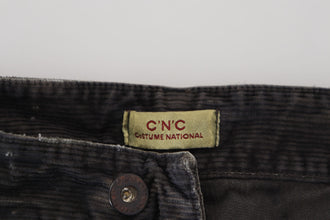 Gray Cotton Corduroy Men Casual Jeans Costume National