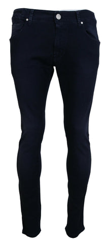 Blue Cotton Tapered Slim Fit Men Casual Denim Jeans Acht