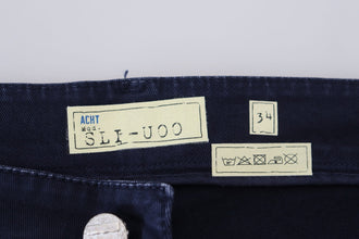 Blue Cotton Tapered Slim Fit Men Casual Denim Jeans Acht