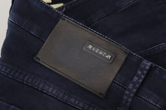 Blue Cotton Tapered Slim Fit Men Casual Denim Jeans Acht