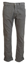 Gray Cotton Straight Fit Folded Hem Casual Denim Jeans Acht