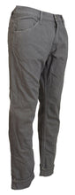 Gray Cotton Straight Fit Folded Hem Casual Denim Jeans Acht