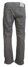 Gray Cotton Straight Fit Folded Hem Casual Denim Jeans Acht