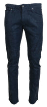 Blue Cotton Tapered Slim Fit Men Casual Denim Jeans Exte