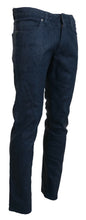 Blue Cotton Tapered Slim Fit Men Casual Denim Jeans Exte