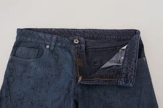 Blue Cotton Tapered Slim Fit Men Casual Denim Jeans Exte