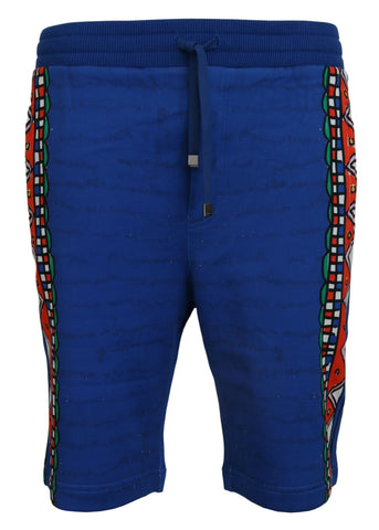 Blue Cotton Printed Bermuda Shorts Dolce & Gabbana