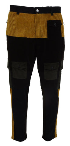 Black Yellow Cotton Men Pants Dolce & Gabbana