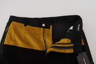 Black Yellow Cotton Men Pants Dolce & Gabbana