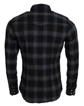 Black Gray Check Men Long Sleeves Shirt Dolce & Gabbana